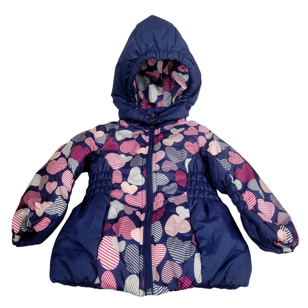 Copper Key Blue with Hearts Hooded Puffer Coat Girl's Size 2/3